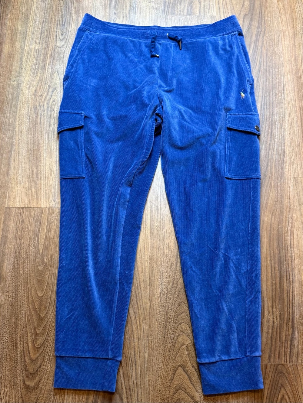 Polo Ralph Lauren Knit Corduroy Cargo Navy Jogger Pants Flesh Pony Men's Large